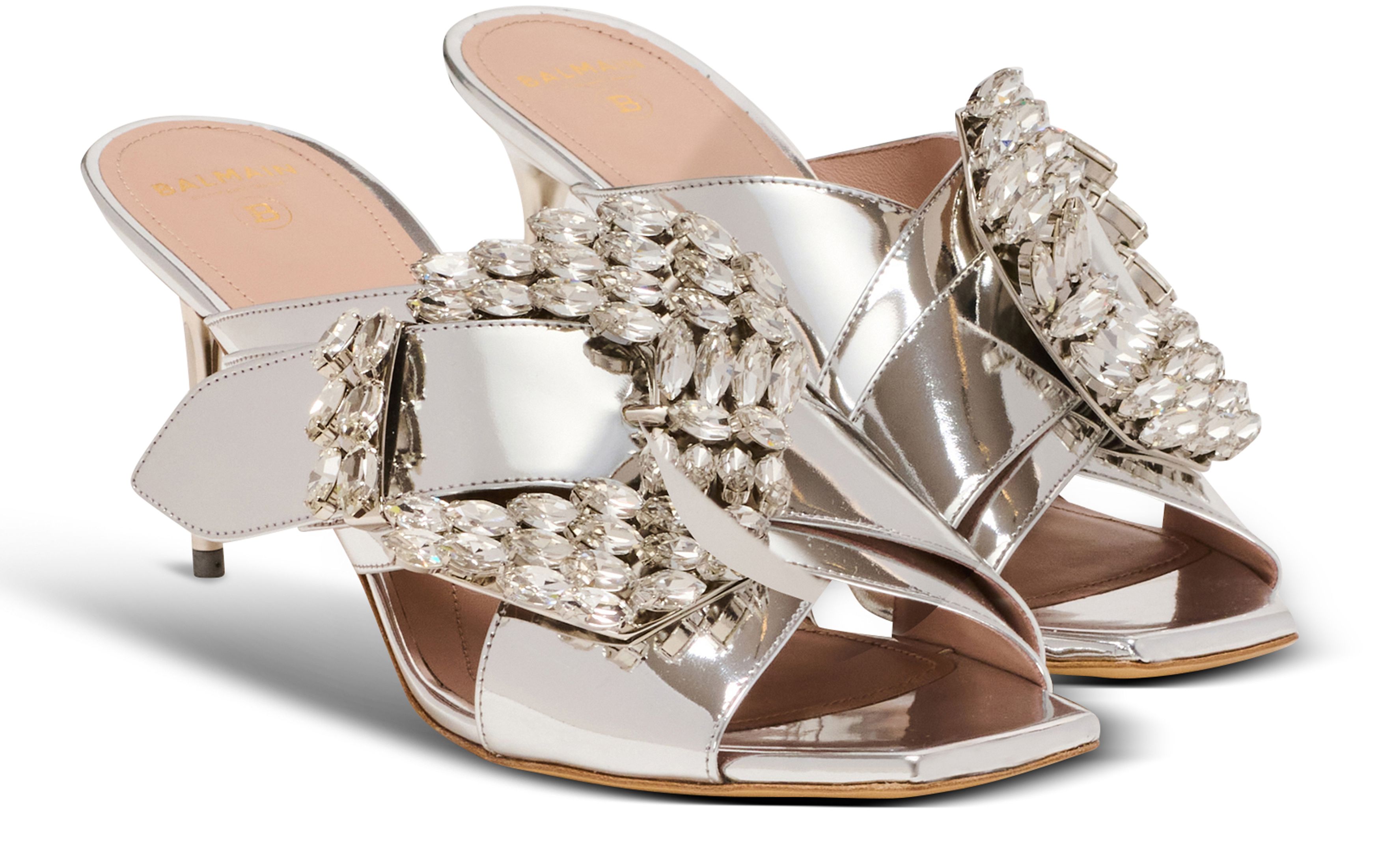 Balmain Uma western mules in mirrored leather