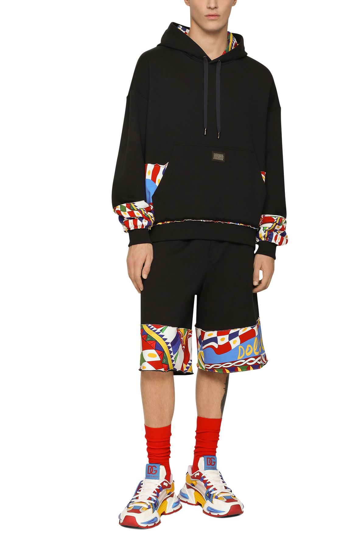 Dolce & Gabbana Jersey Hoodie with Printed Details