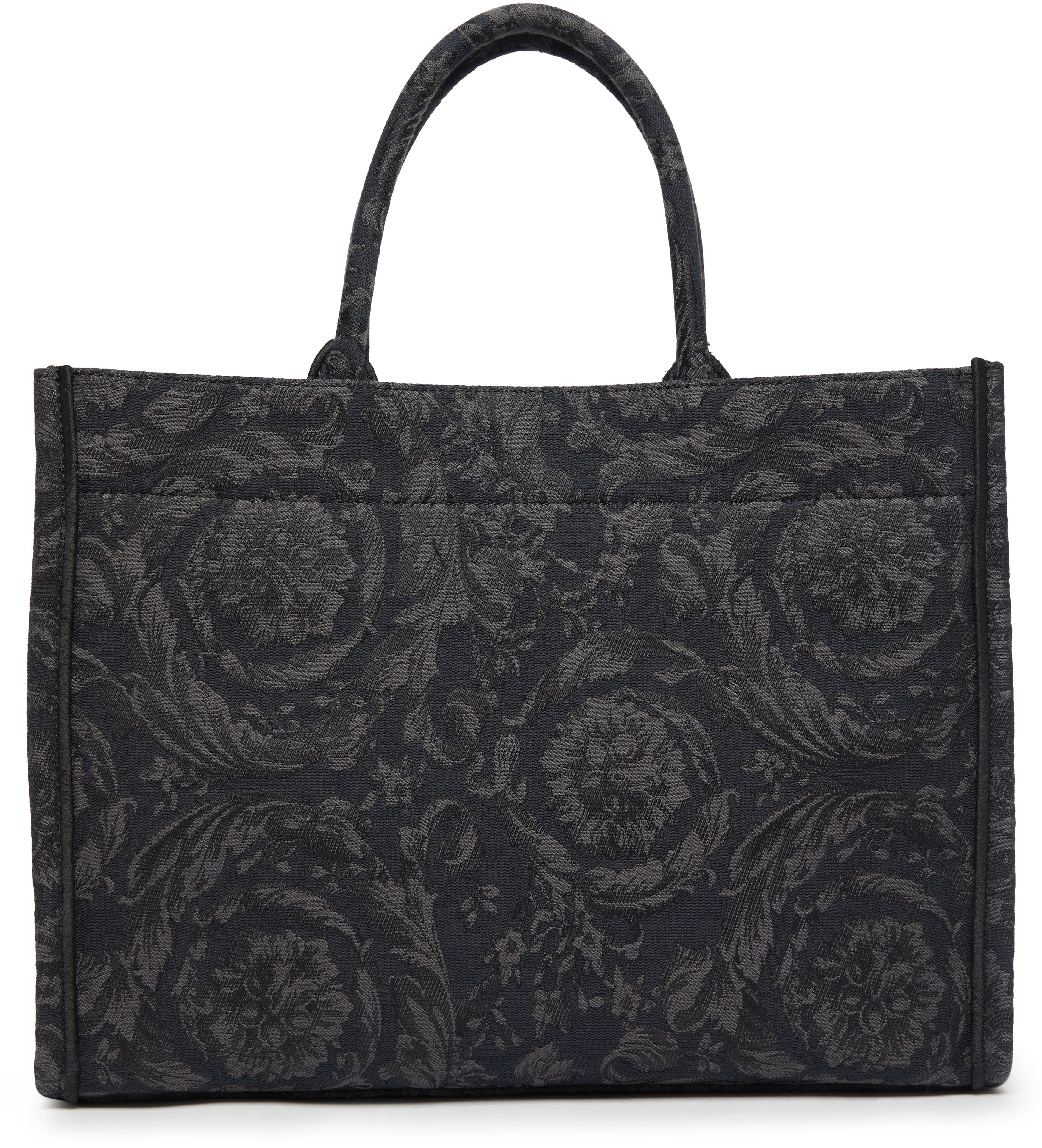 Versace Embroidered Jacquard Barocco and Calf Leather Large Tote