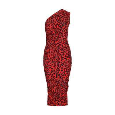 Dolce & Gabbana One-shoulder leopard-print jersey dress