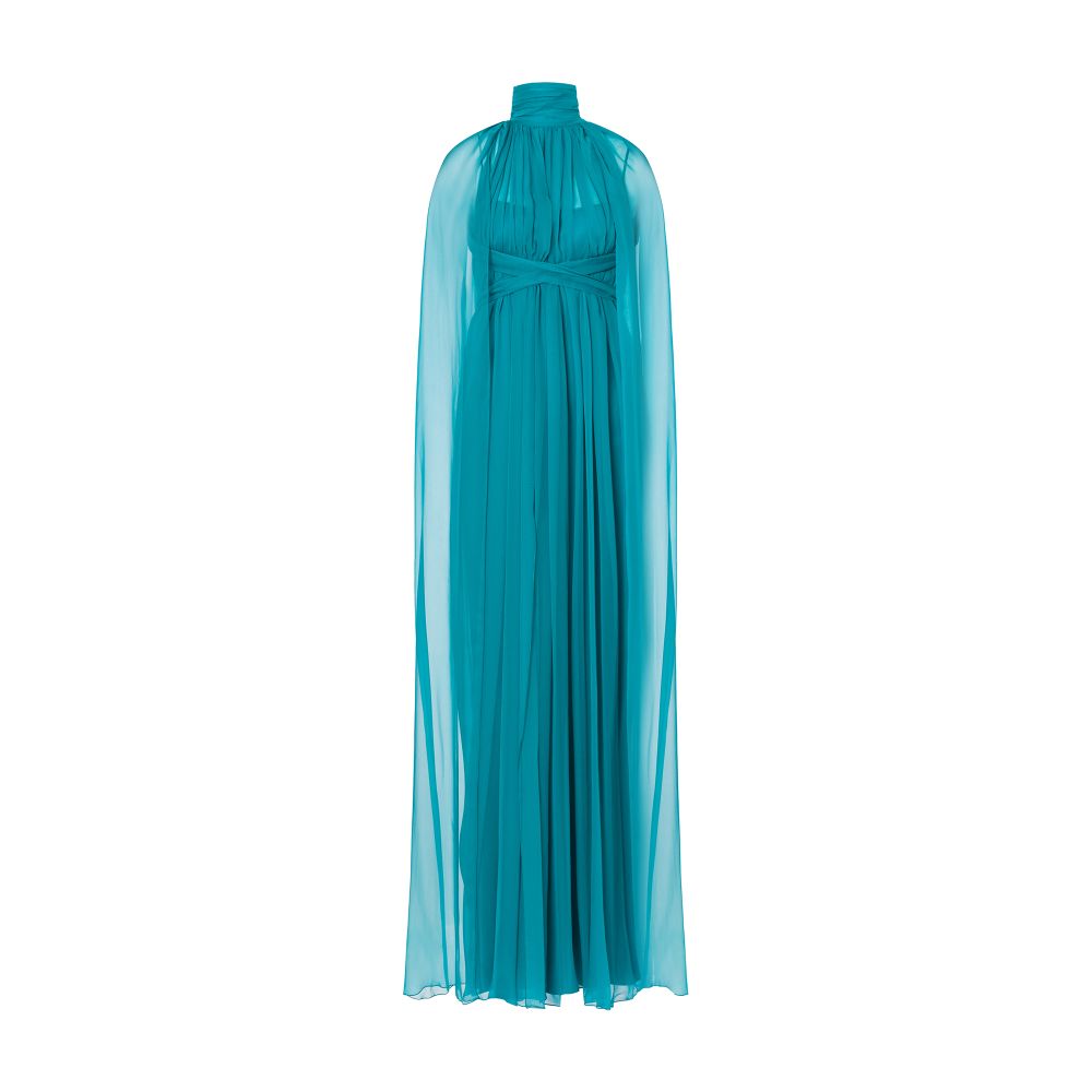 Alberta Ferretti Organic chiffon cape dress