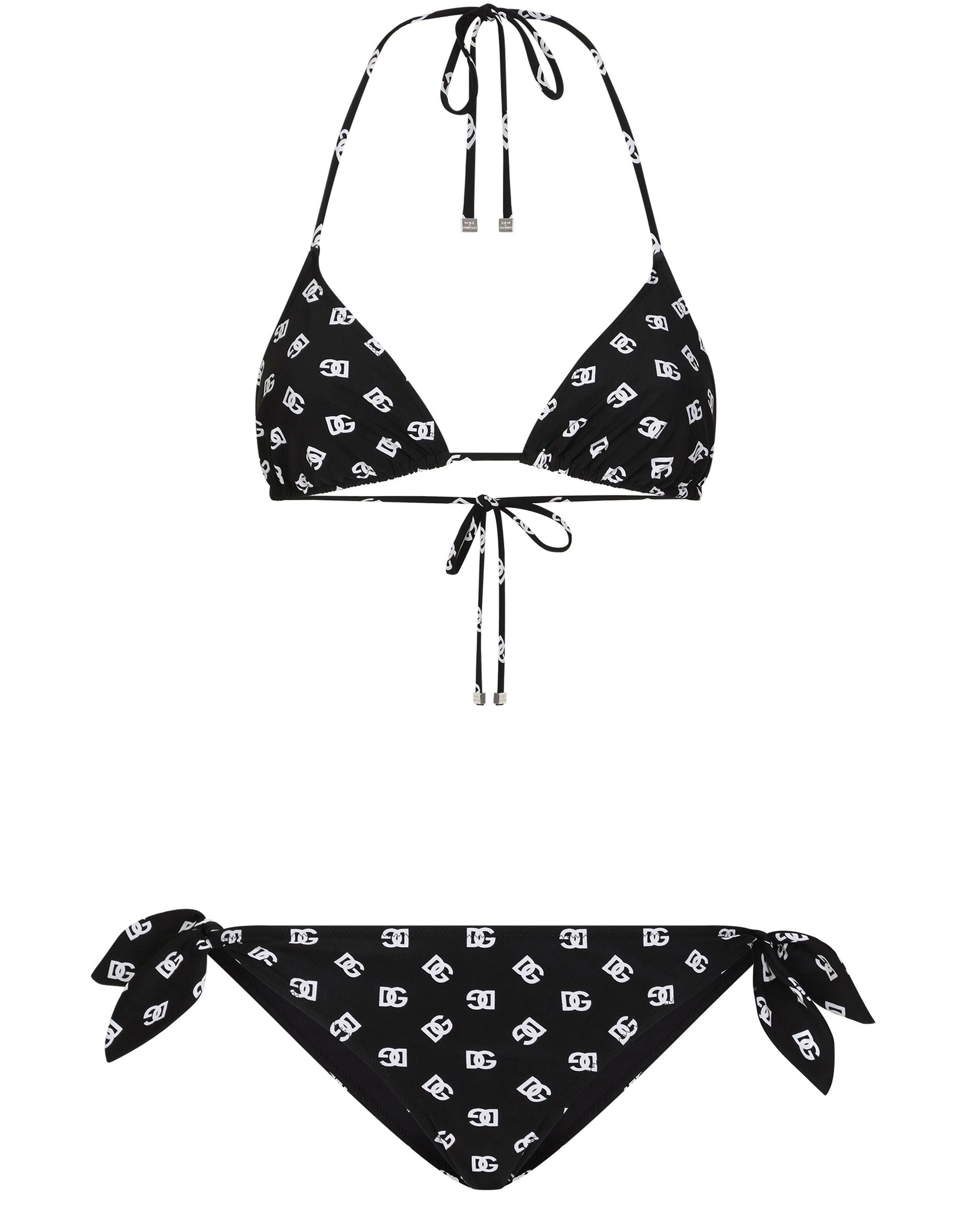 Dolce & Gabbana Padded triangle bikini logo print