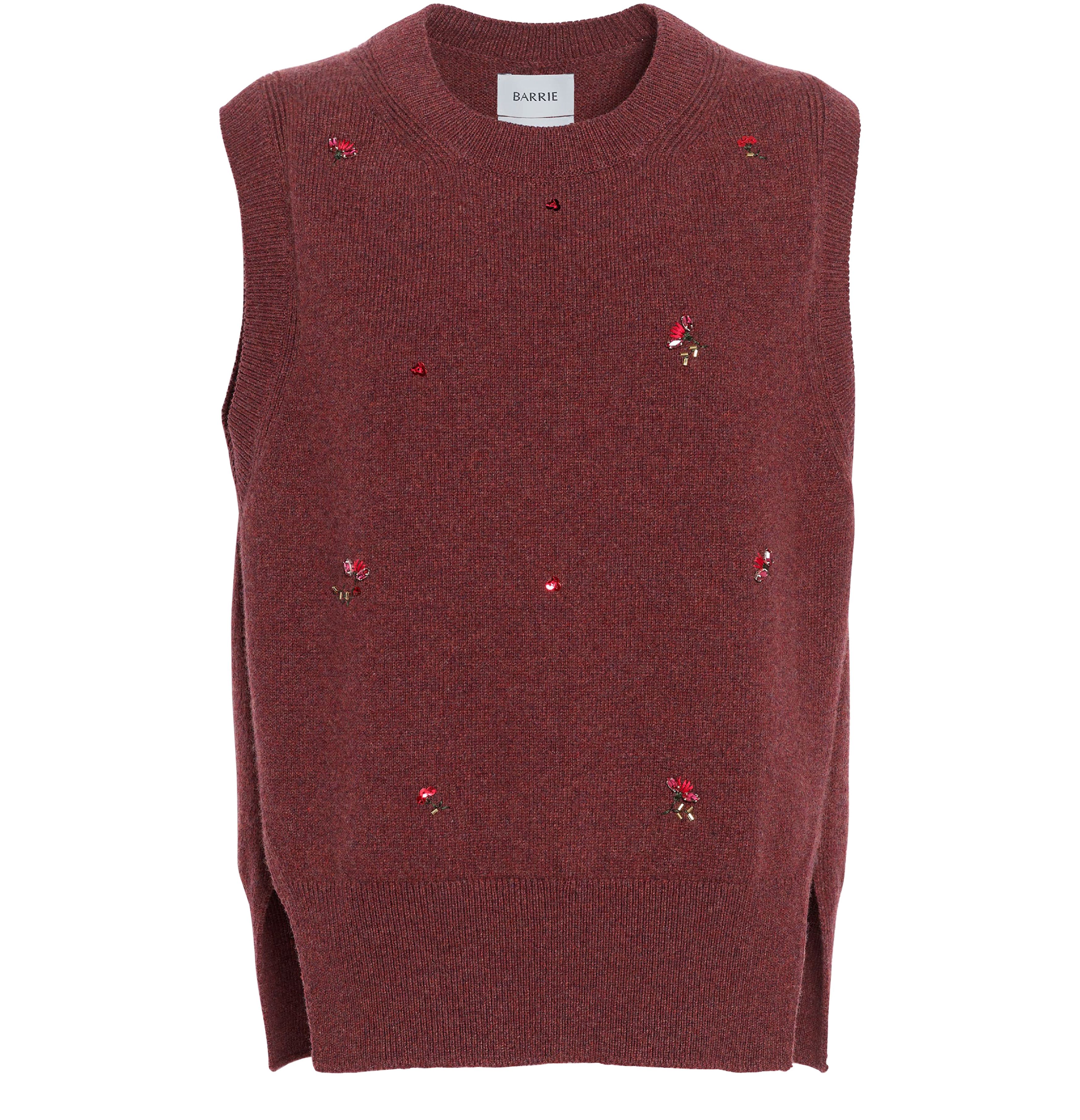 Barrie Iconic sleeveless jumper in cashmere with floral embroidery