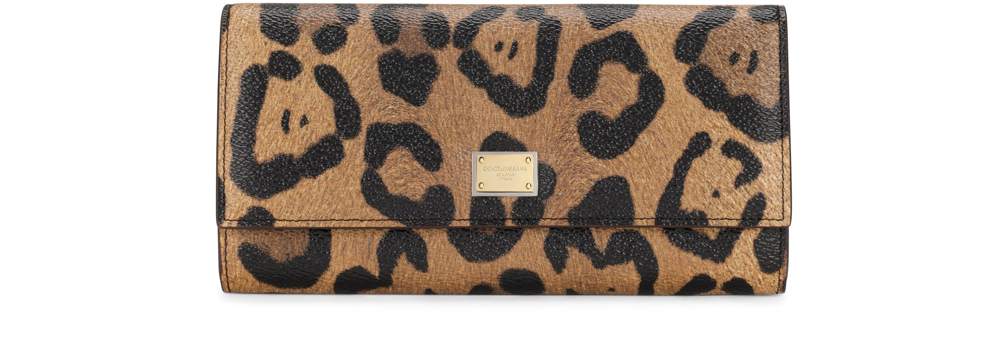 Dolce & Gabbana Leopard-print Crespo continental wallet with branded plate