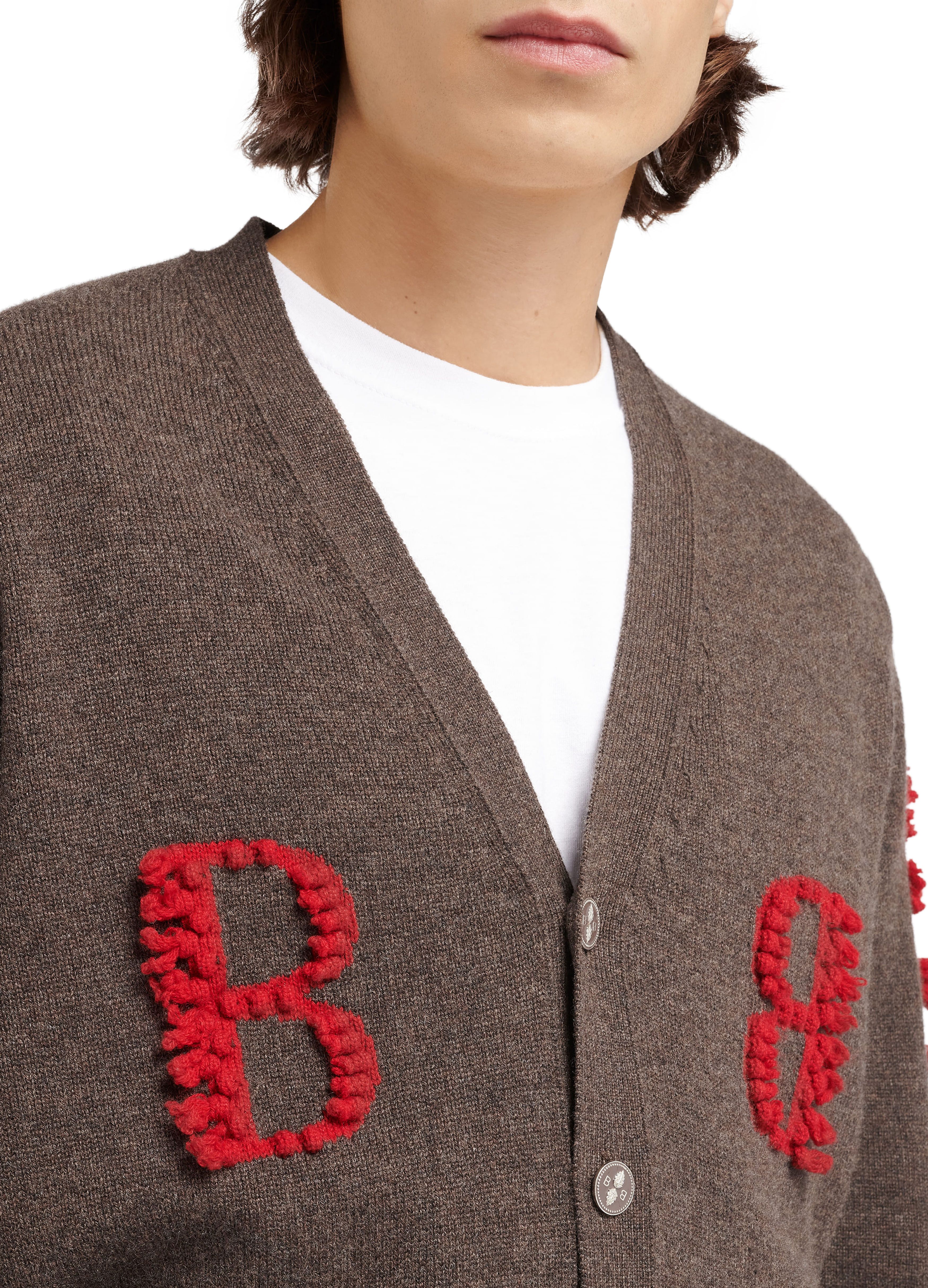 Barrie 3D logo V-neck cashmere cardigan