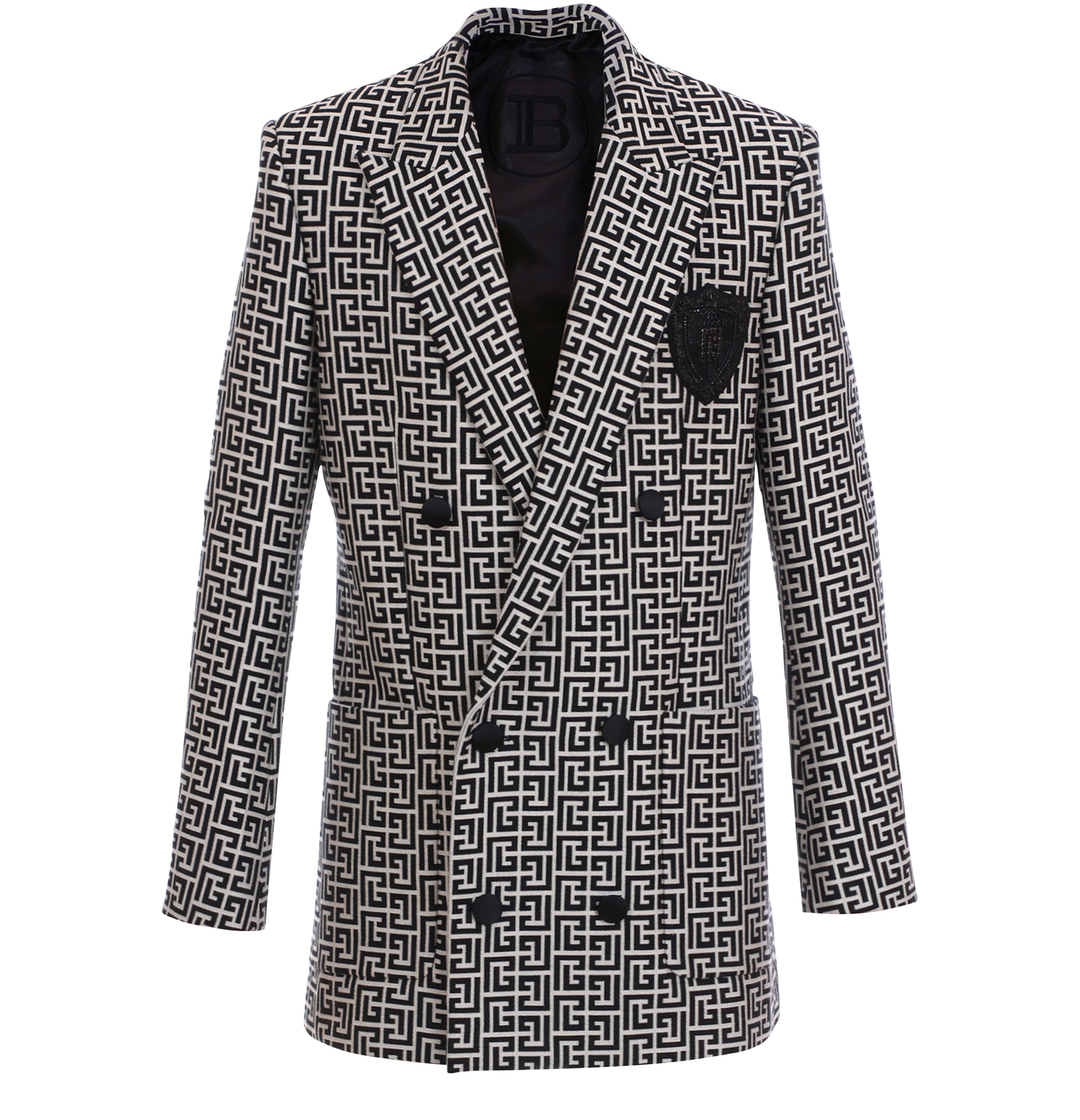 Balmain Double-breasted bicolor jacquard blazer