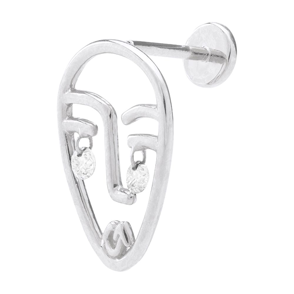 Persée Single piercing mini face 2 diamonds