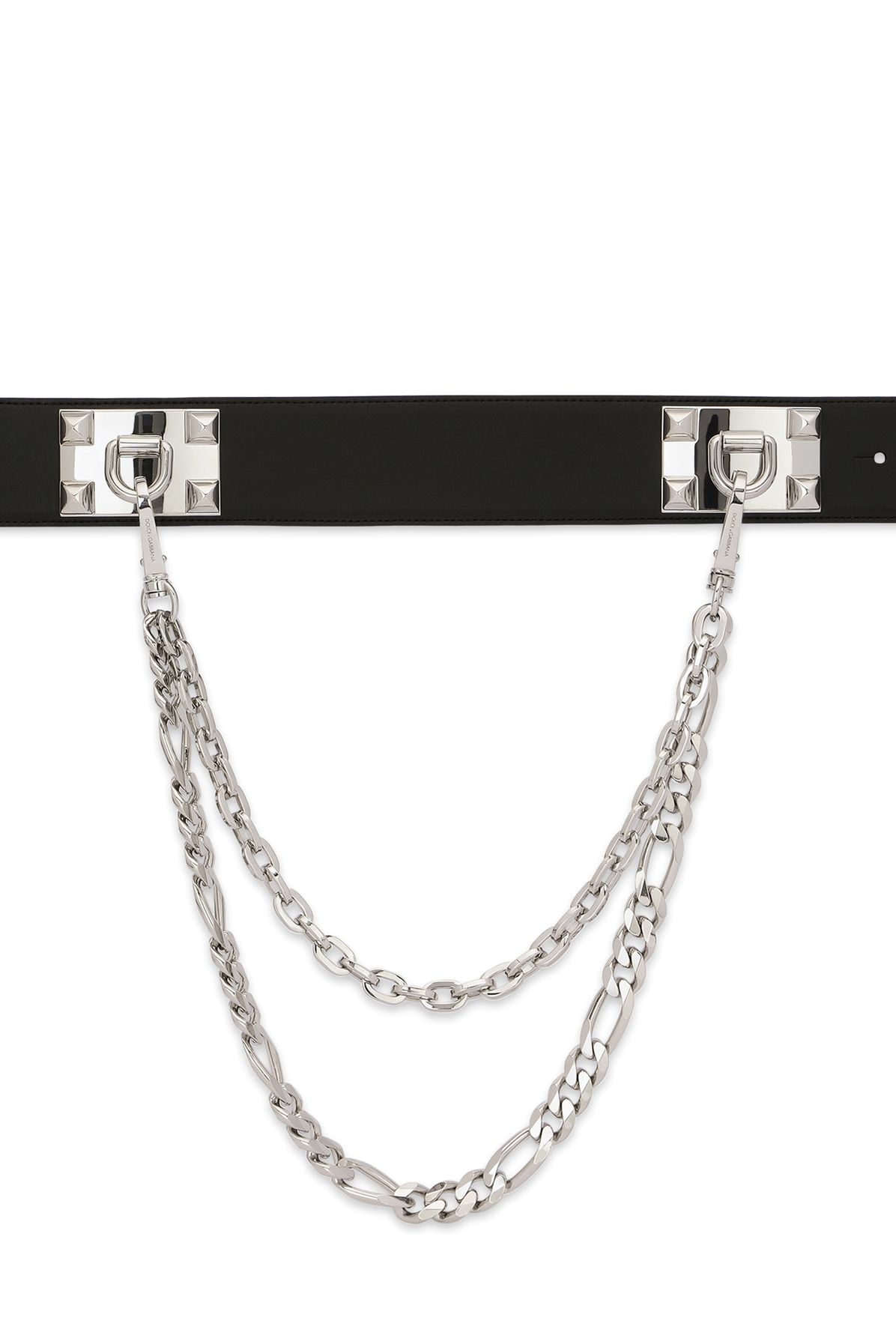 Dolce & Gabbana Calfskin belt with chain and branded tag