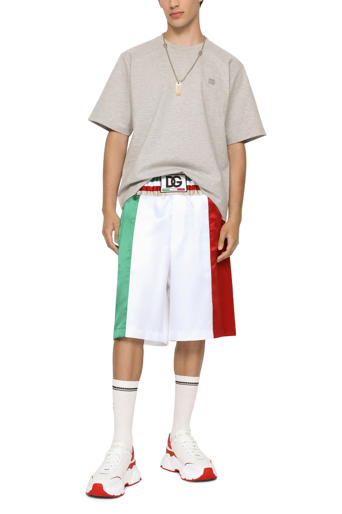 Dolce & Gabbana Technical jersey T-shirt with metallic logo