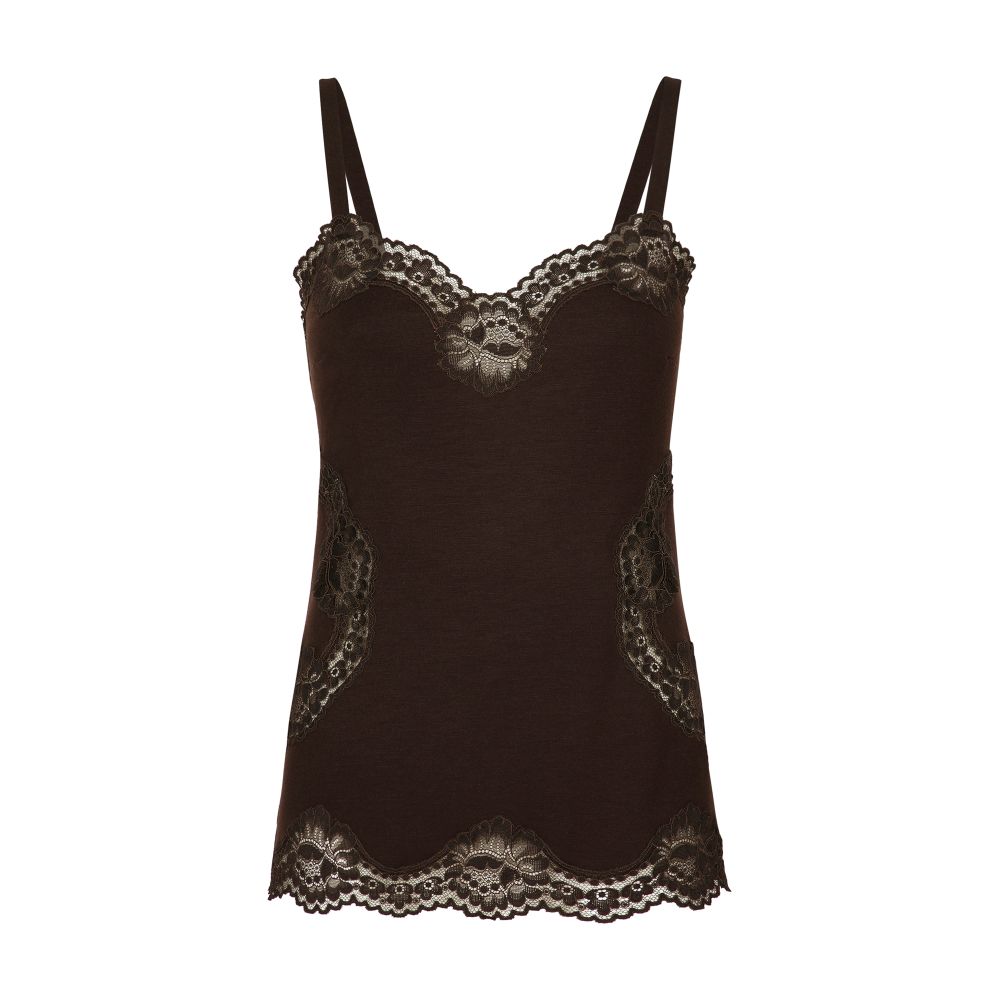 Dolce & Gabbana Wool jersey lingerie top with lace