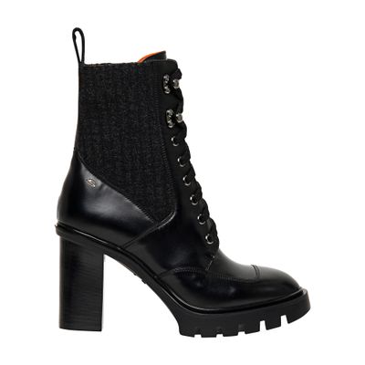 Santoni Leather lace-up ankle boots