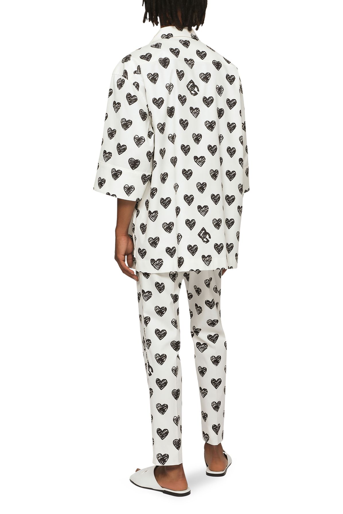 Dolce & Gabbana Stretch cotton pants with DG heart print