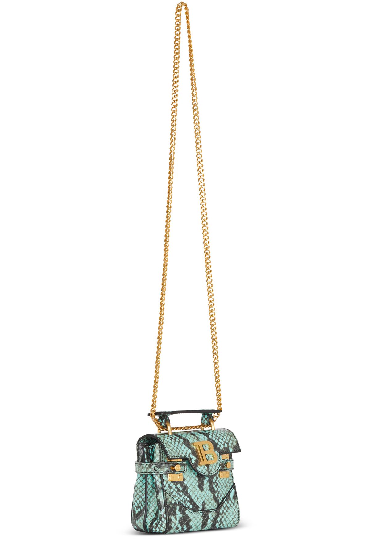 Balmain B-Buzz Mini Snakeskin-Effect Leather Bag