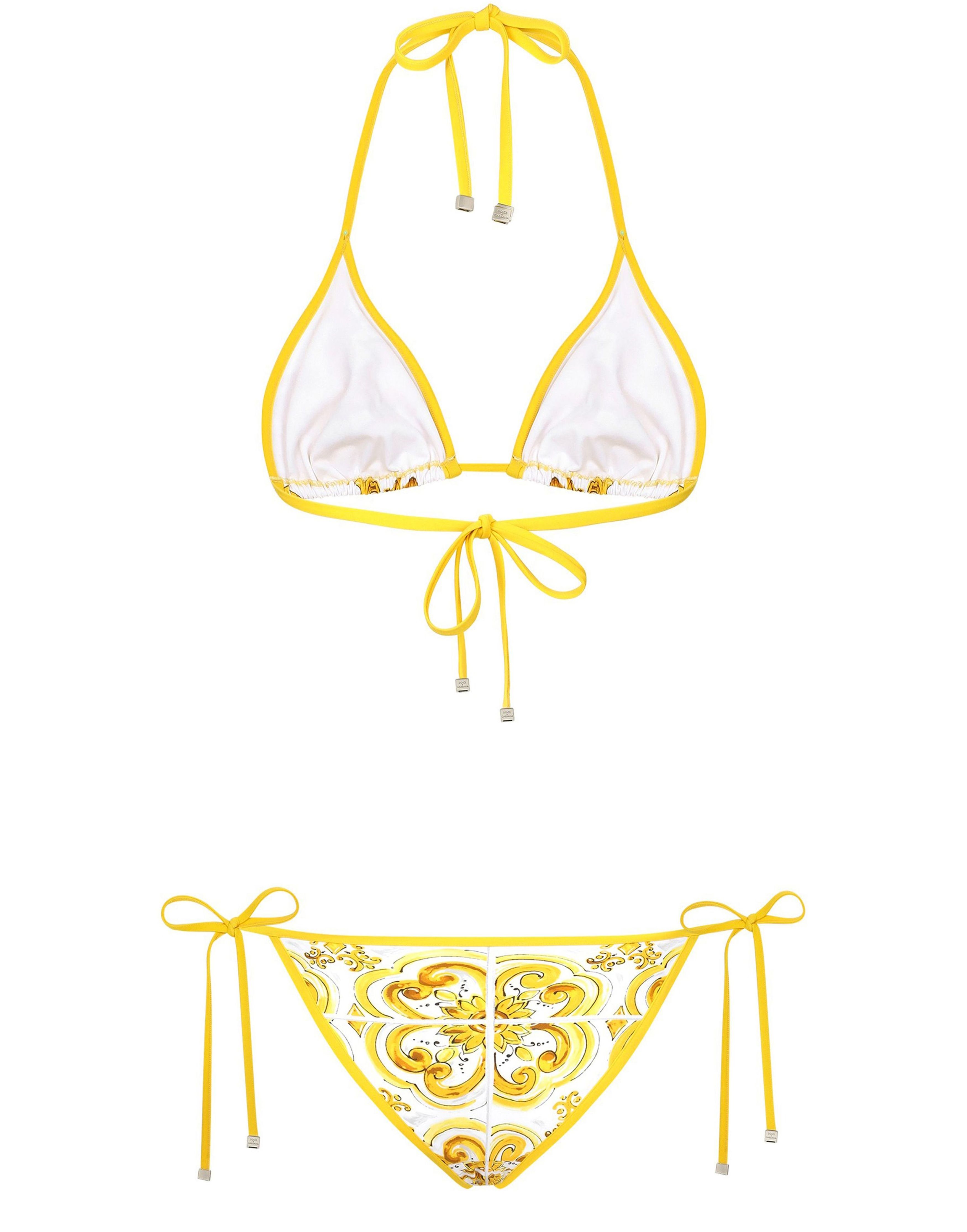 Dolce & Gabbana Majolica-print triangle bikini