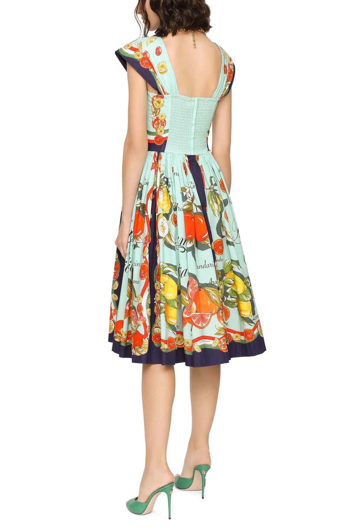 Dolce & Gabbana Bustier midi dress in citrus-print poplin