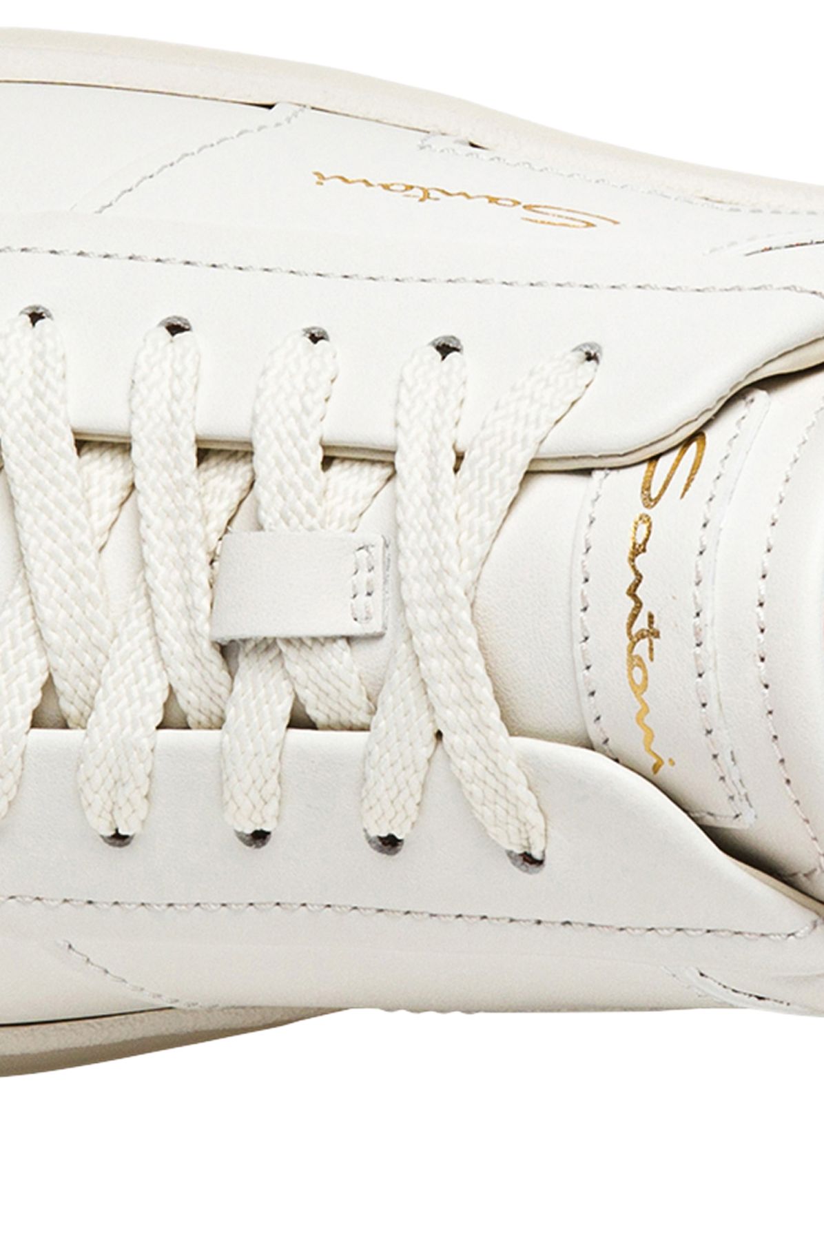 Santoni Leather double buckle sneaker