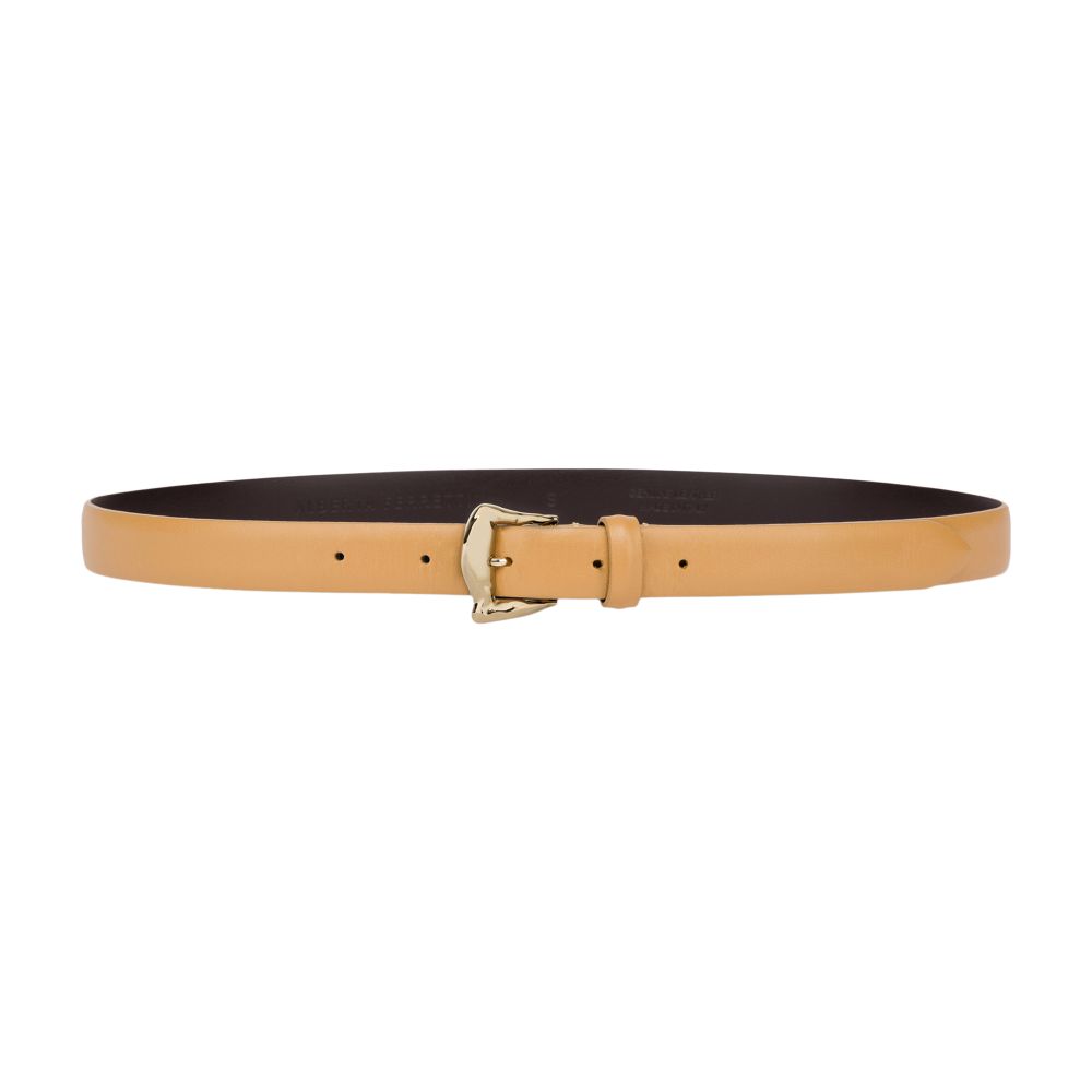 Alberta Ferretti Thin calfskin belt with hammered buckle