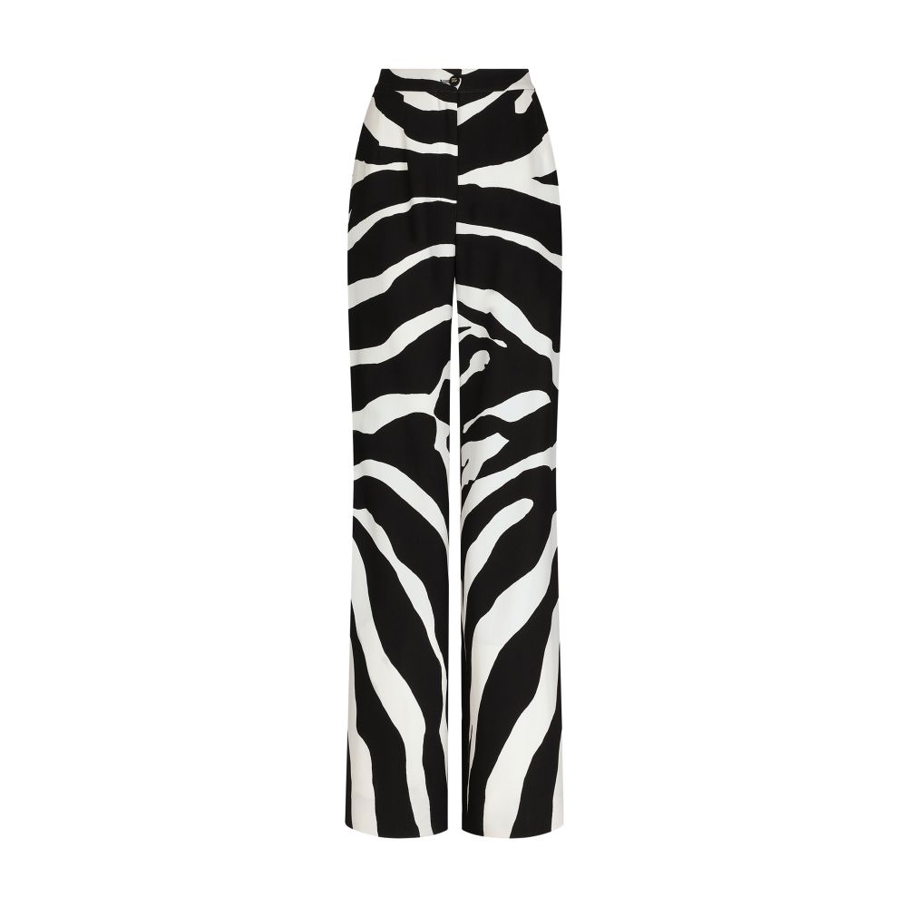 Dolce & Gabbana Flared zebra-print cady pants