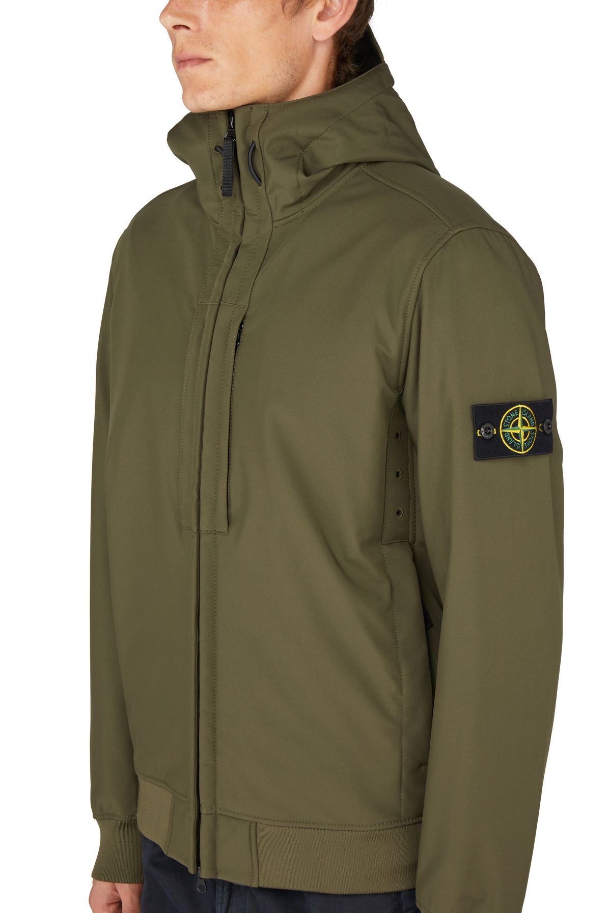 Stone Island Zip-up jacket with logo patch