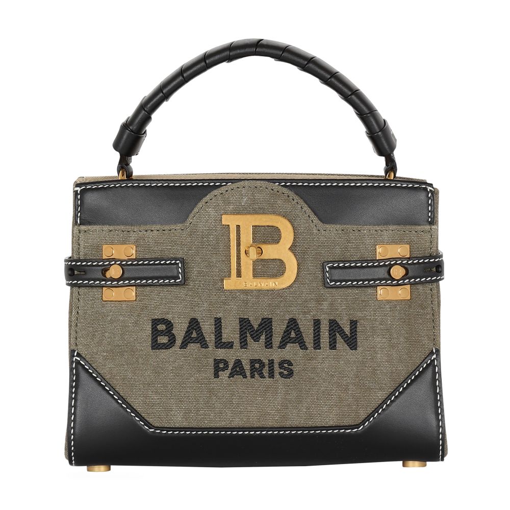 Balmain B-Buzz Top Handle 22 bag in canvas and leather