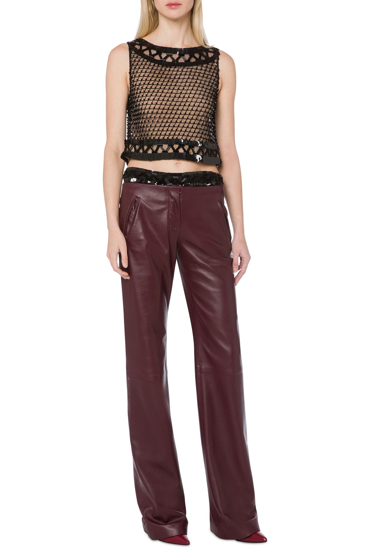 Alberta Ferretti Nappa leather flared trousers