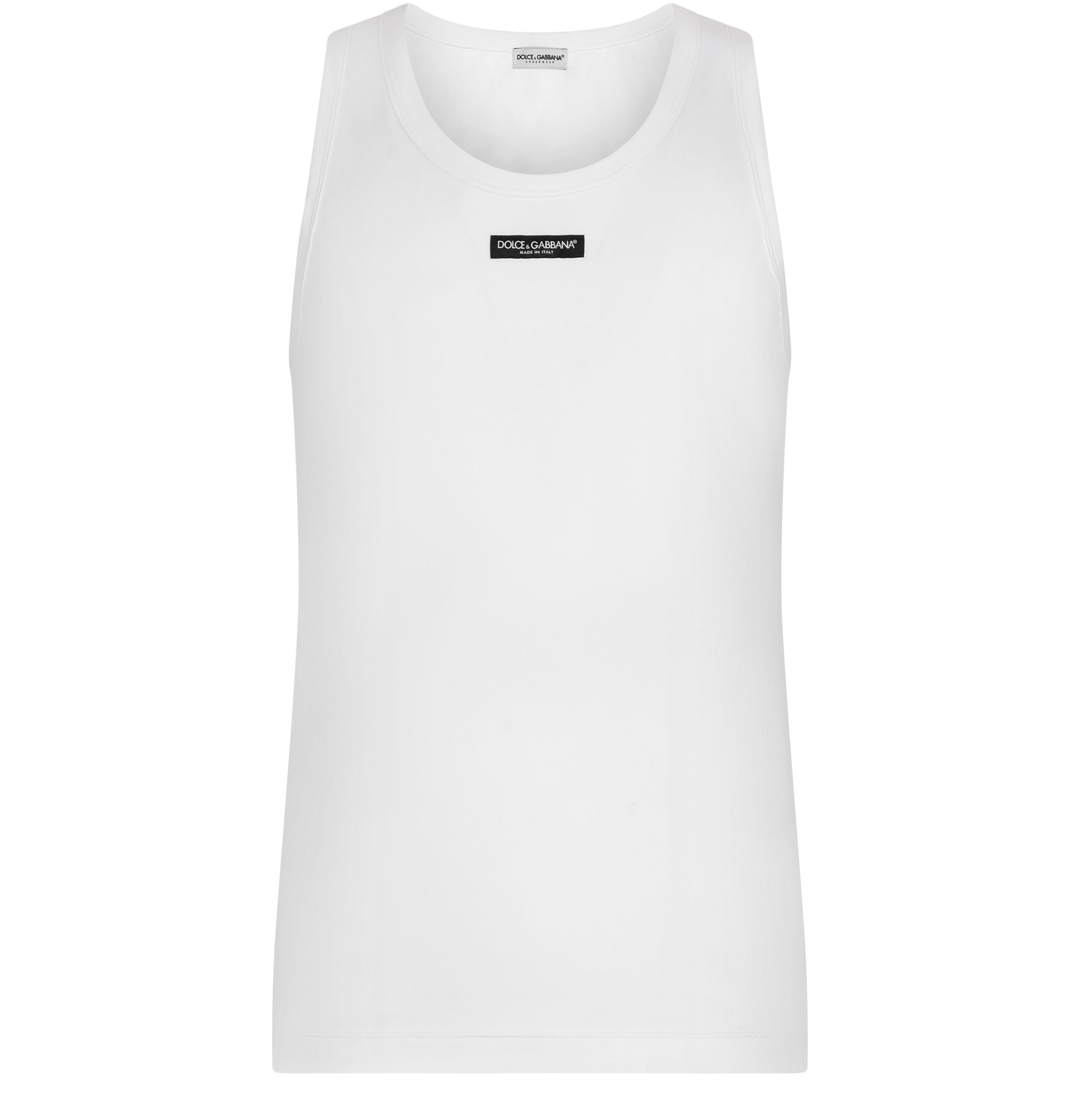 Dolce & Gabbana Two-way stretch cotton tank top with logo label