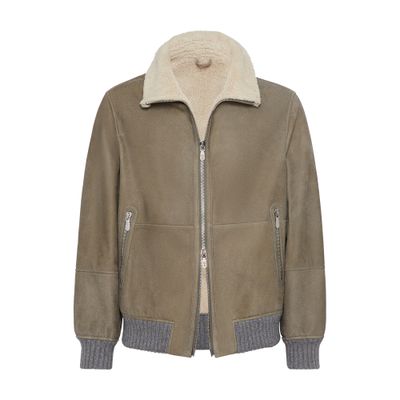 Brunello Cucinelli Nubuck shearling bomber jacket