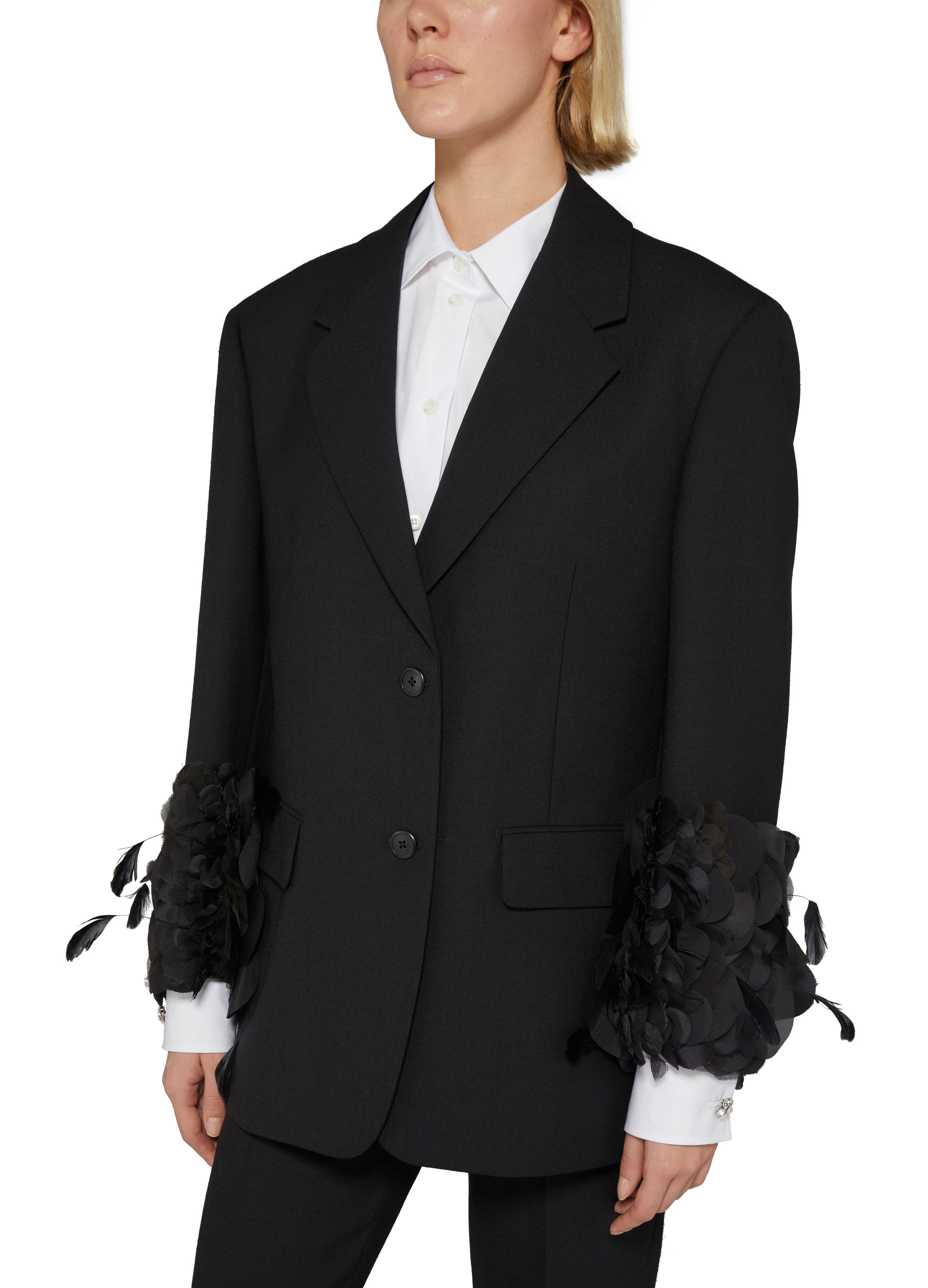 Prada Straight woollen dress with feathered hem