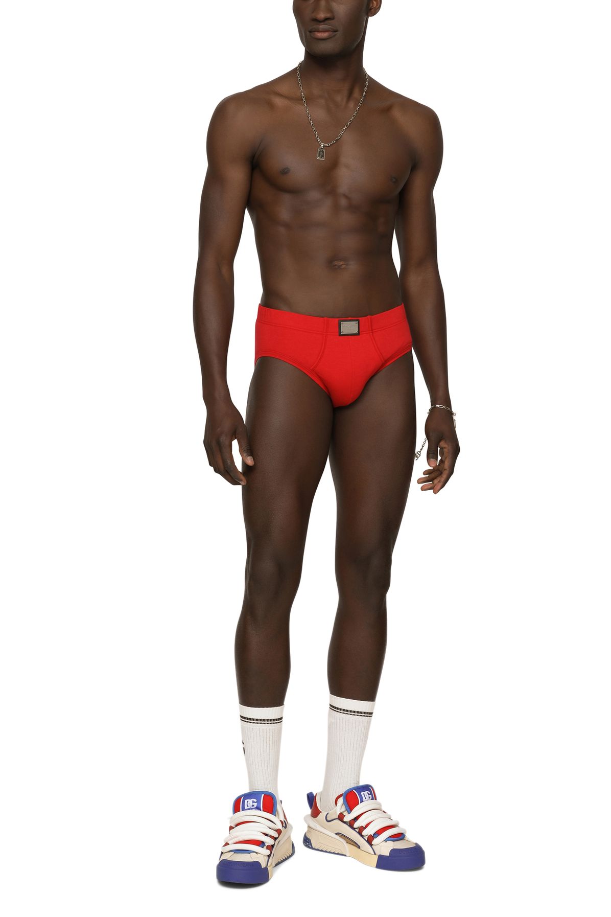 Dolce & Gabbana Two-way-stretch cotton mid-rise briefs with logo tag