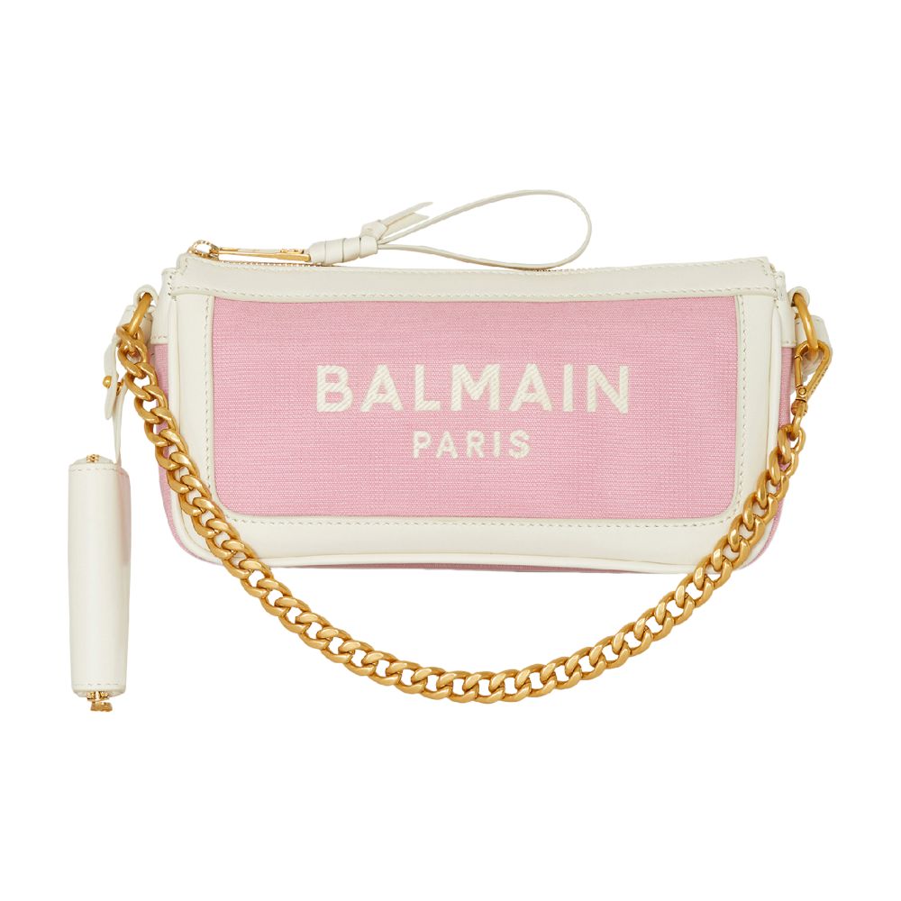 Balmain B-Army canvas and leather chain clutch