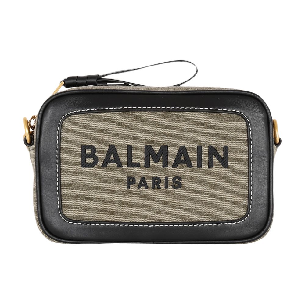 Balmain B-Army canvas and leather clutch bag