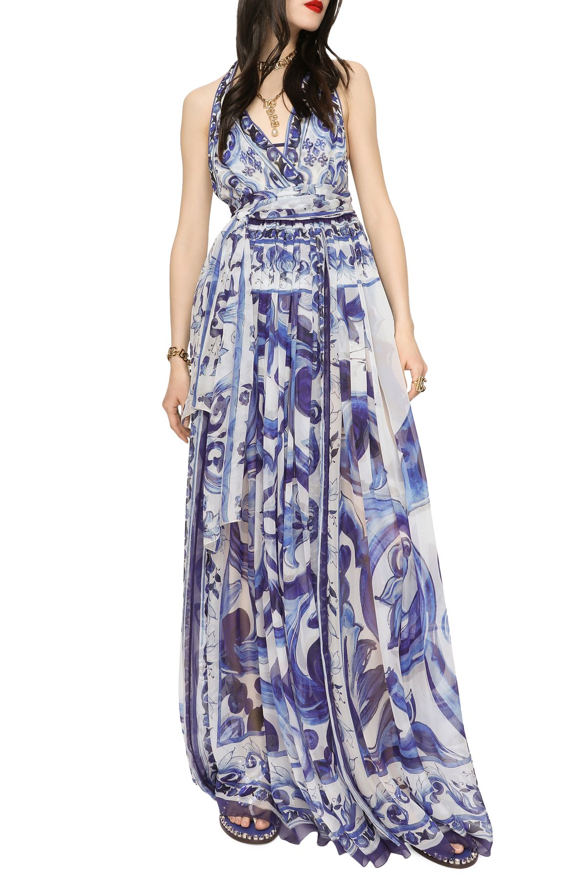 Dolce & Gabbana Majolica long sleeveless dress