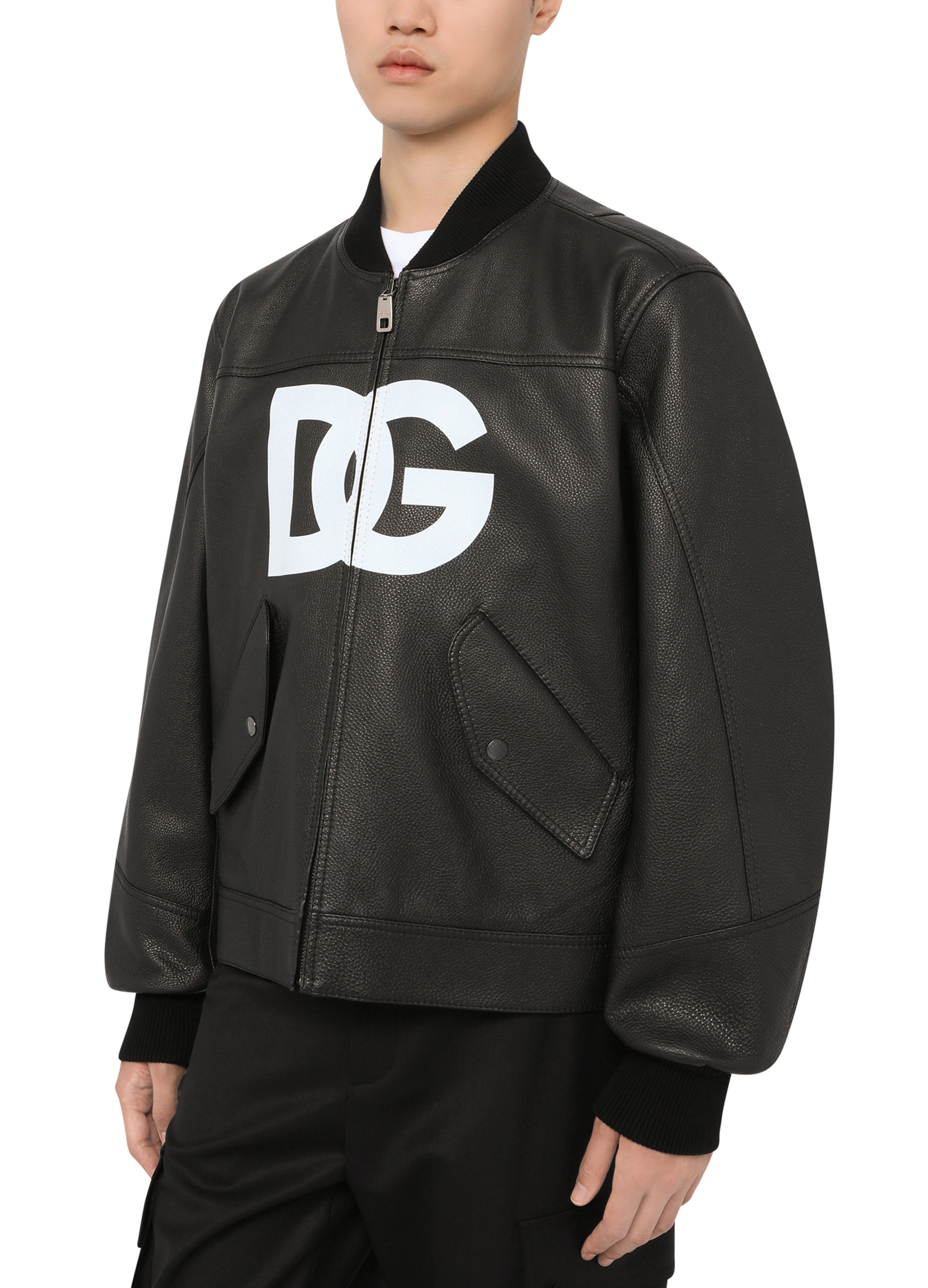 Dolce & Gabbana Leather jacket with DG logo print