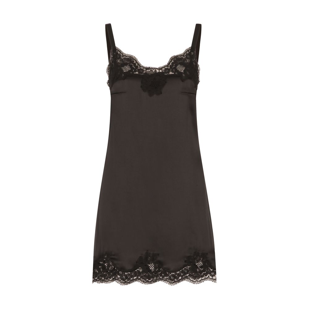 Dolce & Gabbana Satin lingerie-style slip with lace detailing