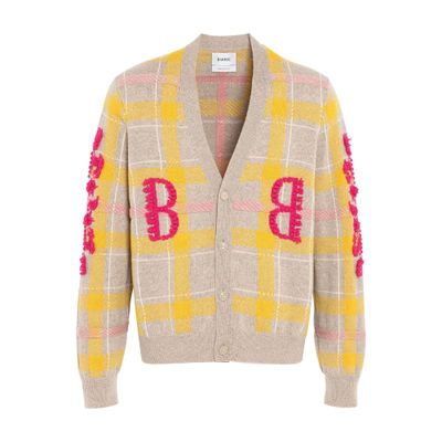 Barrie Tartan cashmere cardigan with B logo