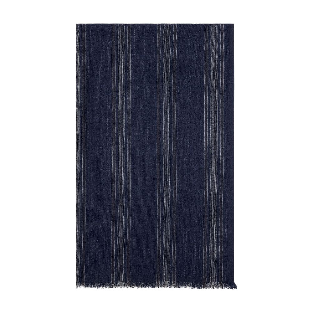 Brunello Cucinelli Silk and linen herringbone patterned scarf