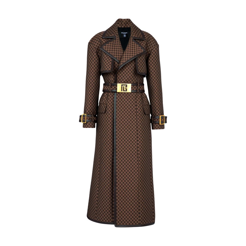 Balmain Mini monogram jacquard trench coat