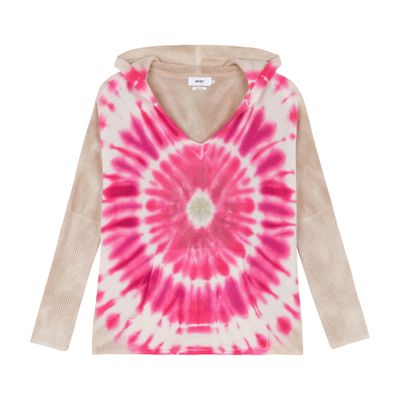  Canyon tie-dye hooded cashmere poncho