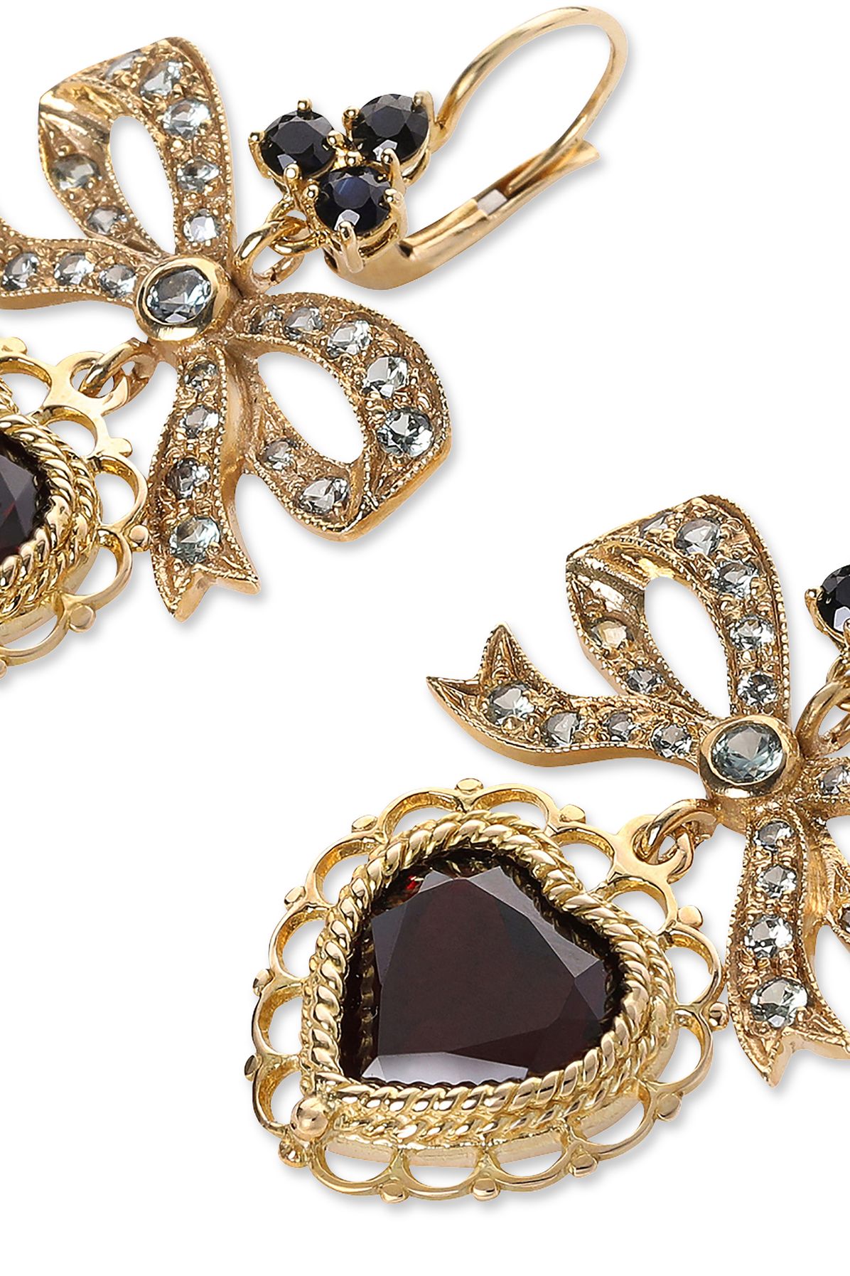 Dolce & Gabbana Heart leverback earrings in yellow 18kt gold with rhodolite garnet heart