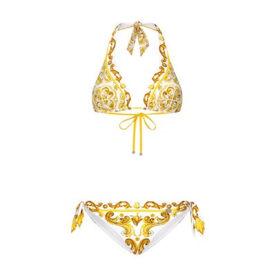 Dolce & Gabbana Majolica padded triangle bikini