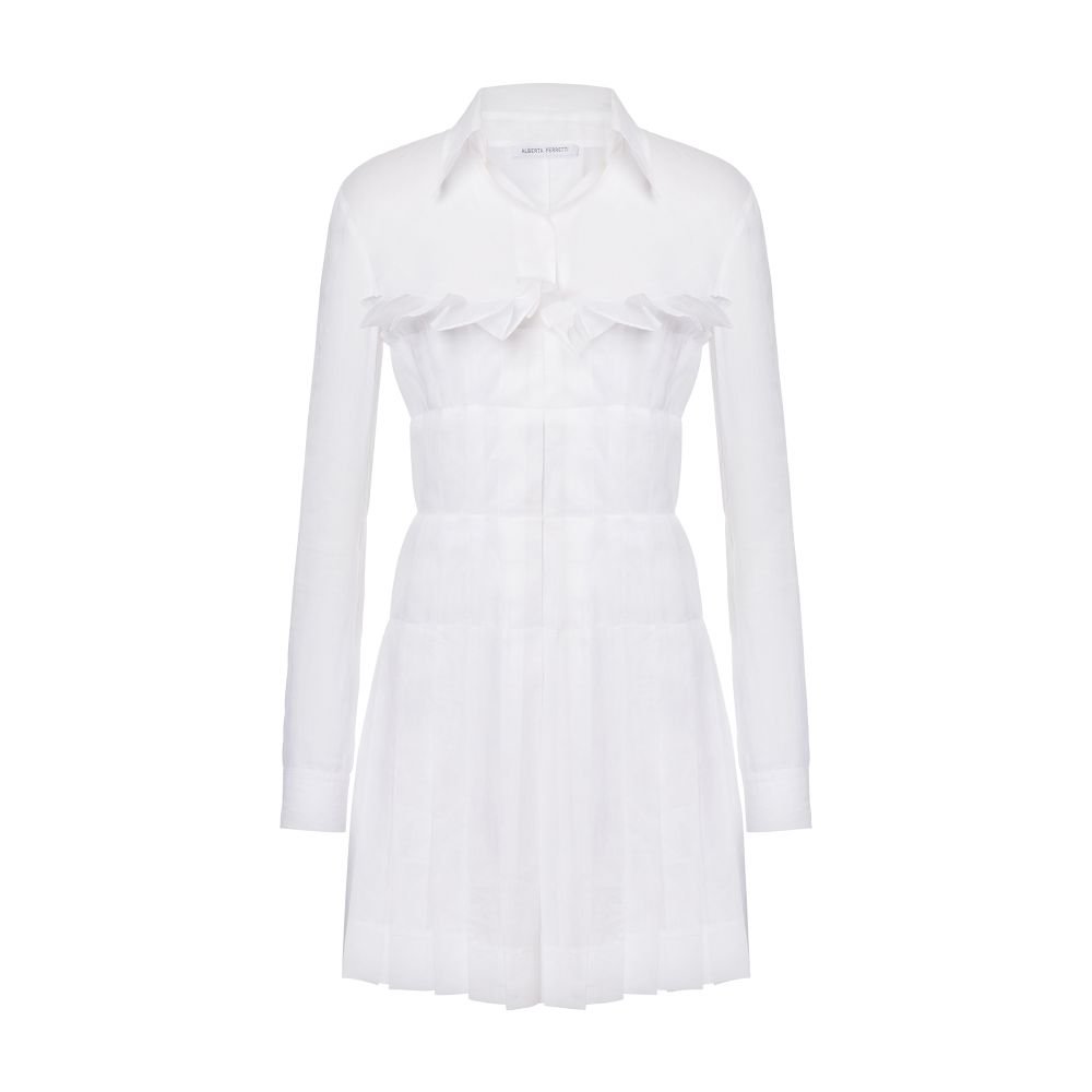 Alberta Ferretti Minidress in cotton organza with pleats