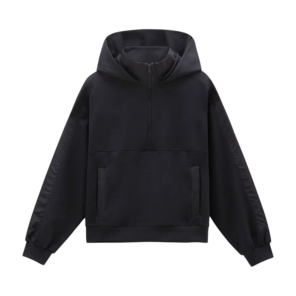 Woolrich Hoodie in Mixed Cotton with Nylon Details