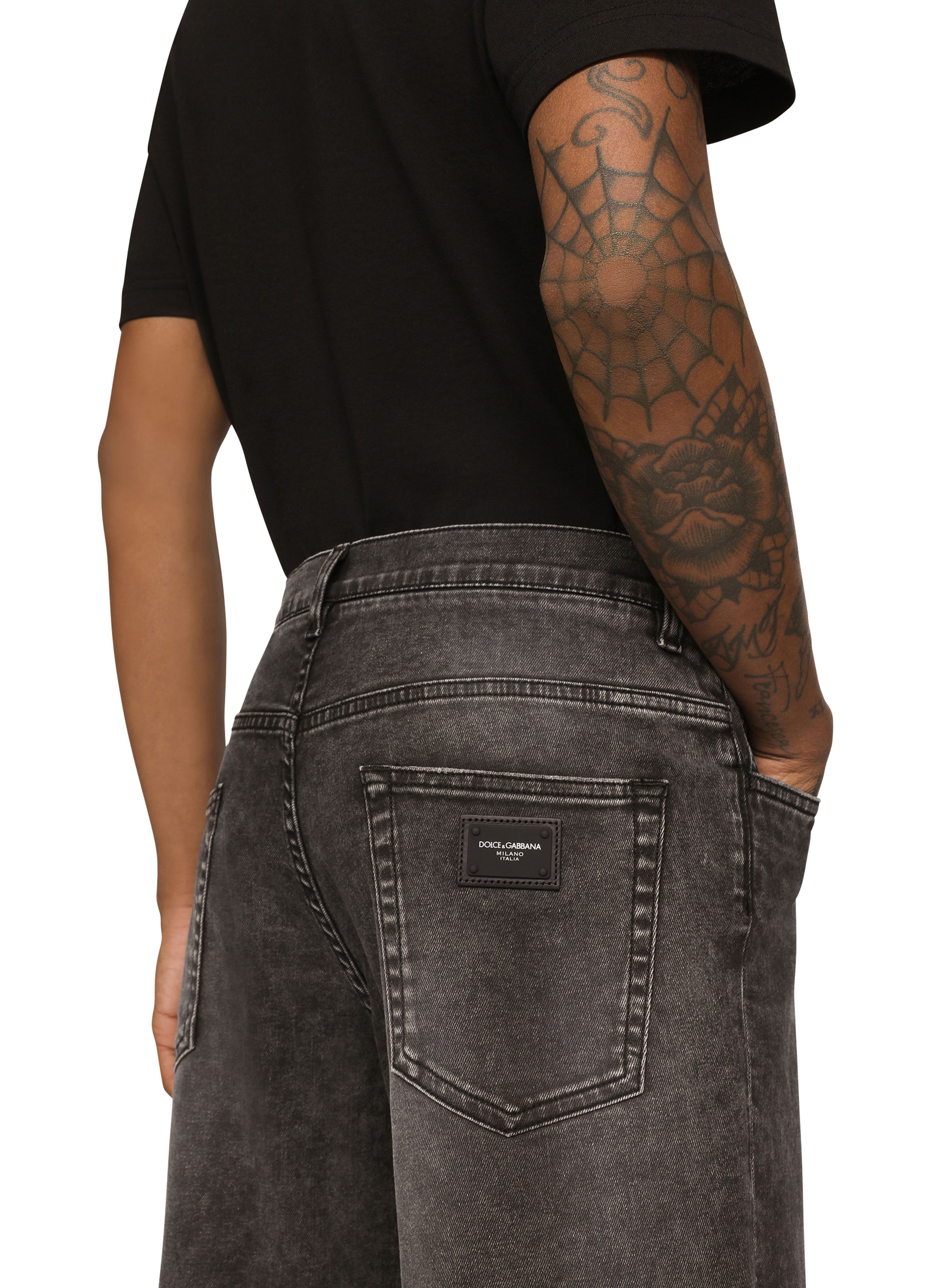 Dolce & Gabbana Gray wash stretch denim shorts