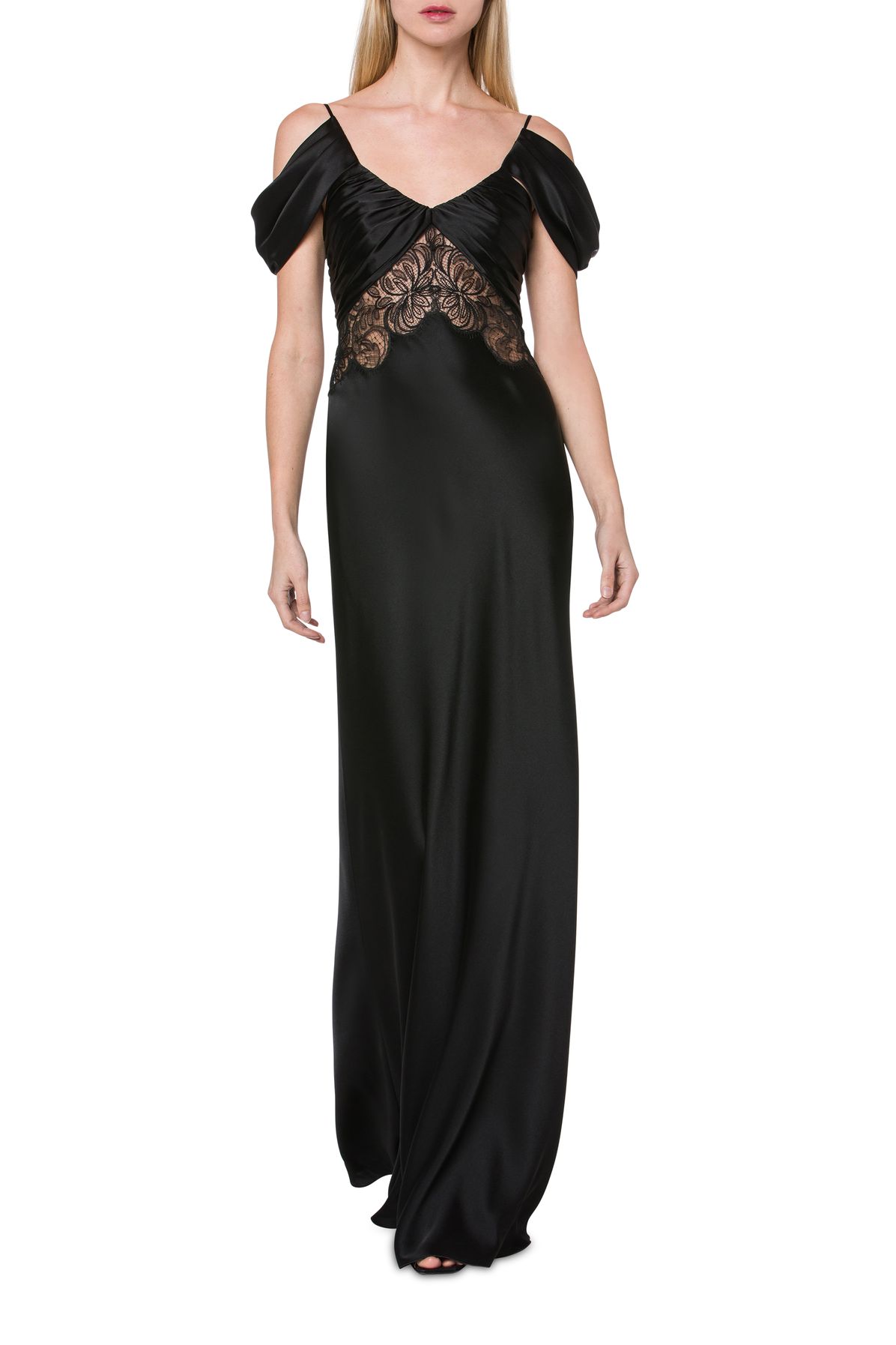 Alberta Ferretti Satin dress with lace