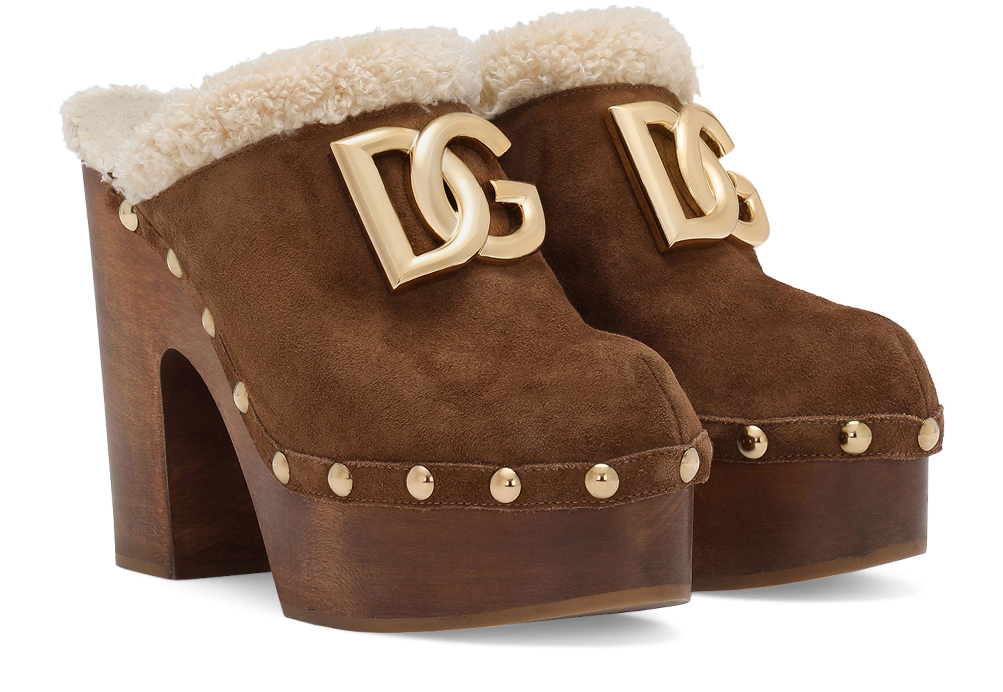 Dolce & Gabbana Suede and faux fur clogs