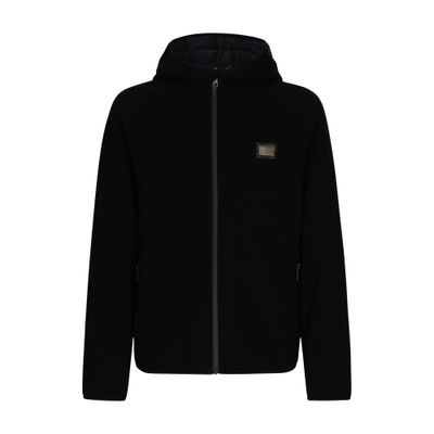 Dolce & Gabbana Hooded jersey jacket with branded tag