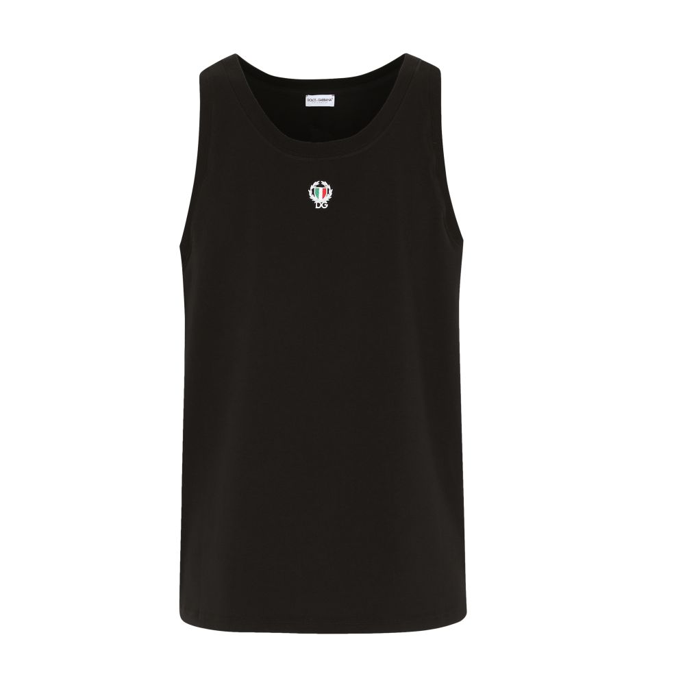 Dolce & Gabbana Two-way stretch cotton singlet with patch