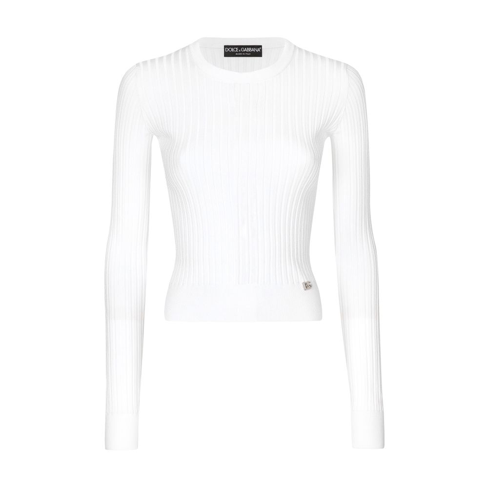 Dolce & Gabbana Ribbed viscose sweater with pin