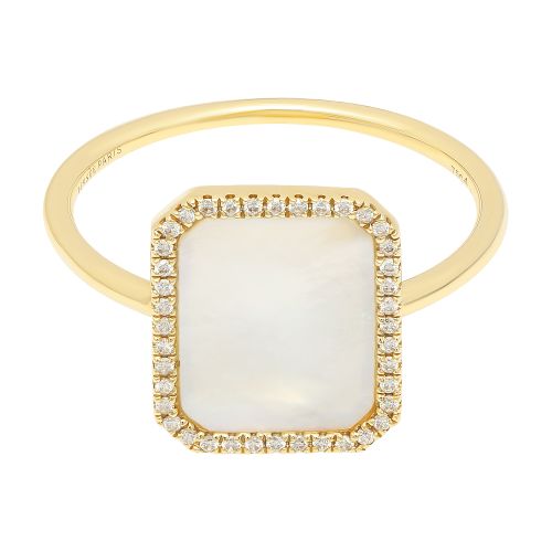 Persée White nacre diamonds ring