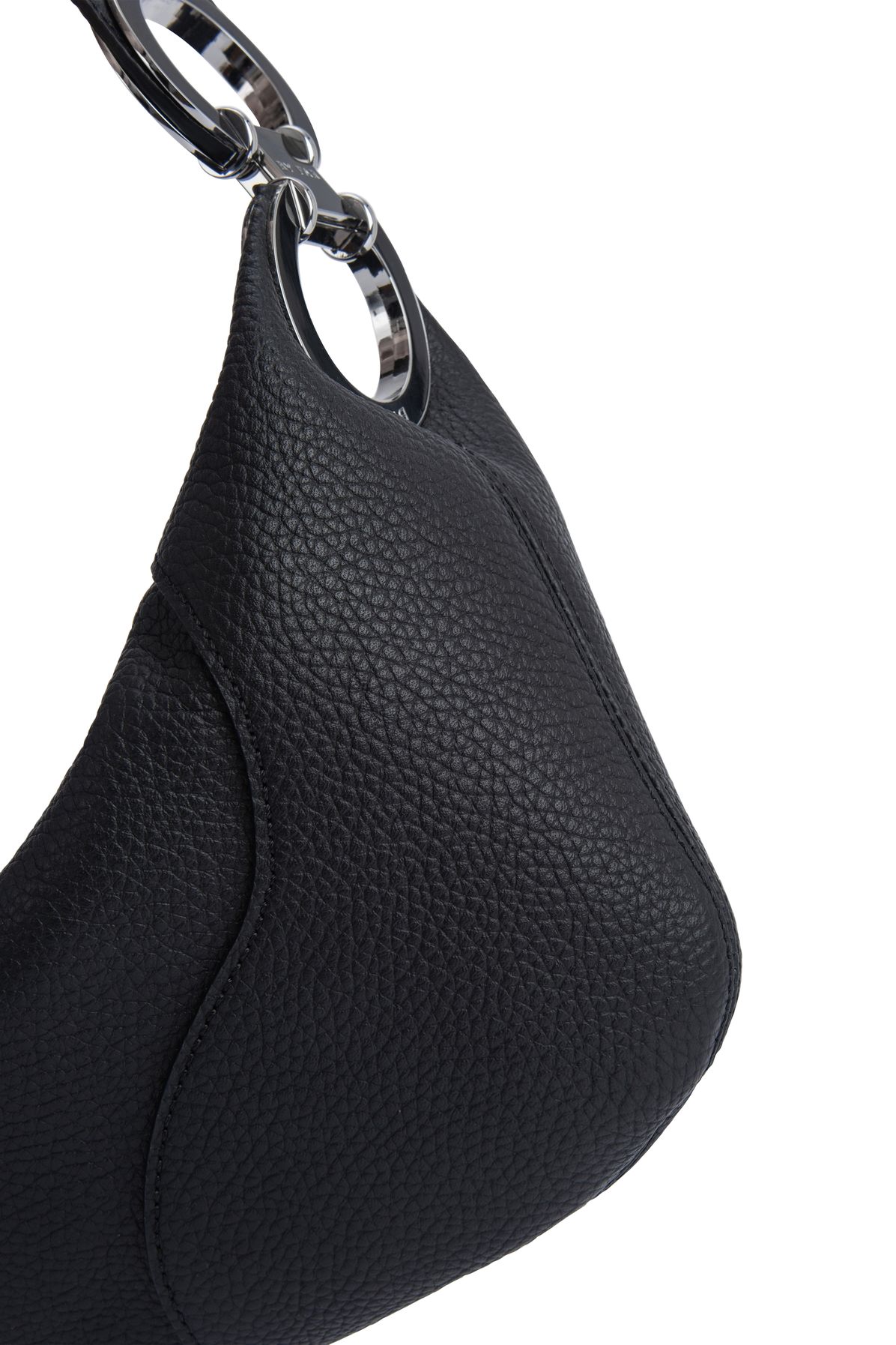 BY FAR Amira Flat Grain Leather Shoulder Bag